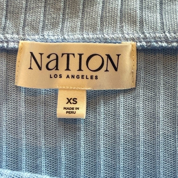 NWT Nation Los Angeles Val Off Shoulder Ribbed Long Sleeve Top, Blue, Size XS - Picture 8 of 16